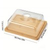 Multifunctional Rectangular Bamboo Butter/Cheese Serving Box With Clear Lid