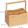 4 Compartment Wooden Cutlery Condiment Storage Caddy Box
