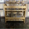 7 Pcs Multigrain Spices Storage Jar With Spoon Glass, Transparent, Round, Bamboo Lid And Bamboo Stand
