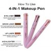 Multi-effect 4 In 1 Eyeliner Eyebrow Pencil Contour Pen Long Lasting Waterproof 4 in 1 pencil makeup