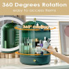Rotating Makeup Storage With Cover And Drawer, Large Skincare Cosmetics Organizer (Green)