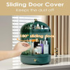 Rotating Makeup Storage With Cover And Drawer, Large Skincare Cosmetics Organizer (Green)