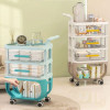 Waterproof 4 Layer Cart Bedside Mobile Snack Storage Rack Freestanding Storage Cabinet