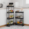 Black 4 Tier Slim Storage Cart, Rolling Storage Cart, Narrow Shelf For Kitchen, Bathroom, Laundry Room