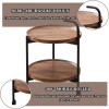 Wooden Round 2-Tier Serving Trolley
