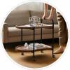 Movable 2-Tier With Wheel Coffee Table Side Table Tea