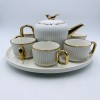 White & Gold Revolving Coffee 9 Pcs Set