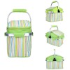 Foldable Camping Insulated Picnic Bag Strips Design (Green)