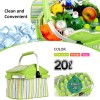 Foldable Camping Insulated Picnic Bag Strips Design (Green)