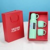 Stainless Steel Insulated Vacuum Flask Water Bottle Gift Set With 3 Cups