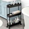 Slim Storage Cart,3 Tier Bathroom Rolling Slide Out Utility Cart, Mobile Shelving Unit Organizer Trolley