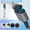 4-in-1 Fast Charging Retractable Car Charger – Multi Cable USB Adapter