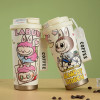 Labubu Cute Cartoon Coffee Thermos Leakproof Portable Travel Mug With Lid