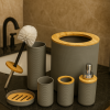 Premium Grey 6 Pcs Bathroom Accessories Set – Modern Minimalist Style