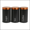 3 Pcs Matte Black Metal Kitchen Storage Canisters