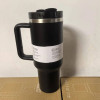 40oz Black Tumbler with Handle & Lid – Stainless Steel Double Wall Insulated Travel Mug for Hot & Cold Drinks