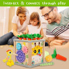6-in-1 Wooden Activity Cube Shape Sorter, Carrot Harvest, Xylophone, Learning Clock