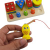 Wooden Shapes And Fish Four-Post Educational Toy