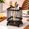 Black Metal Cutlery Holder for Dining Table (Square Design)