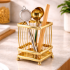 Premium Gold Metal Cutlery Holder for Dining Table (Square Design)