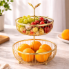 Premium 2-Tier Gold Fruit Basket