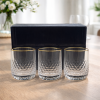 6 Pcs Premium Gold Rim Diamond Cut Short Glass Set