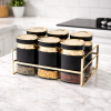 7 Pcs Premium Black & Gold Canister Set with Rack