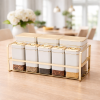 Elegant 9-Piece Kitchen Canister & Spice Jar Set with Gold Rack