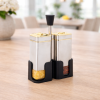Modern Dual Salt & Pepper Dispenser Set with Holder