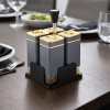Luxury 4-Piece Spice Jar Set with Stand – Gold & Matte Grey Condiment Set