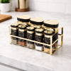 9 Pcs Luxury Black & Gold Spice Jar Set with Metal Rack