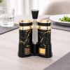 Luxury Black & Gold Salt & Pepper Shaker Set with Stand