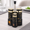 4 Pcs Premium Black & Gold Condiment Set with Stand