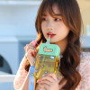 Cute Water Bottles with Straws Mobile Phone Travel Cup