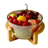 European Style Transparent Glass Fruit Bowl with Wooden Stand