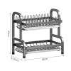 Double Layer Metal Kitchen Dish Storage Rack (Imported)