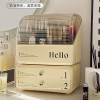 cosmetic organizer with dual shelves and brushes holder