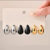 Teardrop Retro Stud Earrings (Pack of 3)