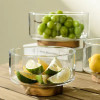 Modern Glass Fruit Bowl With Premium Wooden Base