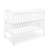 Tinnies White Wooden Baby Cot with Adjustable Side Panel, Wheels & Mosquito Net (0–4 Years, Up to 18 kg)