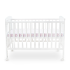 Tinnies White Wooden Baby Cot with Adjustable Side Panel, Wheels & Mosquito Net (0–4 Years, Up to 18 kg)