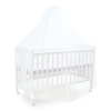 Tinnies White Wooden Baby Cot with Adjustable Side Panel, Wheels & Mosquito Net (0–4 Years, Up to 18 kg)