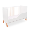 White Wooden Baby Cot – 2-in-1 Convertible Scandi Design with Mosquito Net (0–6 Years, Up to 18 kg)