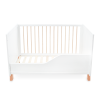 White Wooden Baby Cot – 2-in-1 Convertible Scandi Design with Mosquito Net (0–6 Years, Up to 18 kg)
