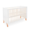 White Wooden Baby Cot – 2-in-1 Convertible Scandi Design with Mosquito Net (0–6 Years, Up to 18 kg)