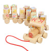 Wooden Train Building Blocks Set Wooden Stacking Alphabet Blocks Push and Pull Train