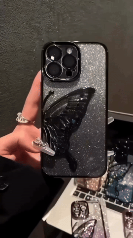 Premium Butterfly Glitter Case With Glitter Lens For Camera Protection