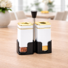 Premium Dual Salt & Pepper Dispenser Set with Stand
