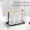 Premium Glass Stand with Wooden Handle without Tray by Metallics Home