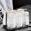 Premium Glass Stand with Wooden Handle without Tray by Metallics Home